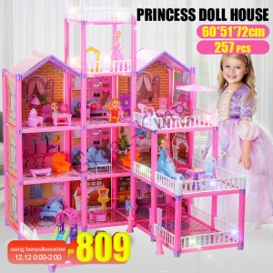 Great-King Doll House Five Storey Villa Dollhouse with gift colored packing