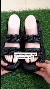 ALANA- Sendal Gladiator Jelly Wanita Import Tali Rantai Dua/Sandal Wedges