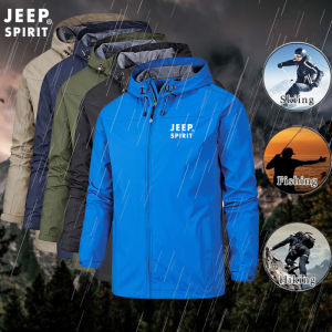 JEEP SPIRIT Áo Khoác Chống Nước Đi Bộ Đường Dài Mùa Xuân Mùa Thu Áo Khoác Mỏng Có Mũ Trùm Đầu Đi Câu Cá Leo Núi Thể Thao Ngoài Trời Cho Nam Áo Khoác Gió