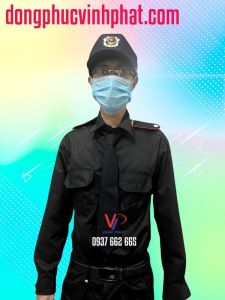 Áo Đồng Phục bảo vệ vệ sĩ màu đen tay dài Vải kaki cotton Thoáng mát - hình thật