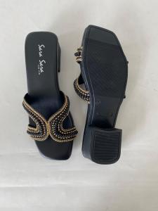 Sara Sara Manchu Sandal Wanita Berhias Aksen Warna-Warni Ujung Bulat Tinggi 45cm Bahan Kain Terbaru