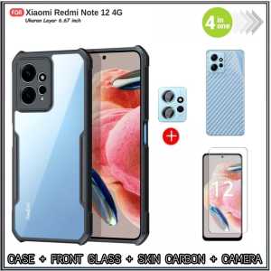 PAKET 4IN1 SOFT CASE REDMI NOTE 12 4G 12 PRO 4G/5G NOTE 9 FREE TG LAYAR DAN CAMERA + GARSKIN