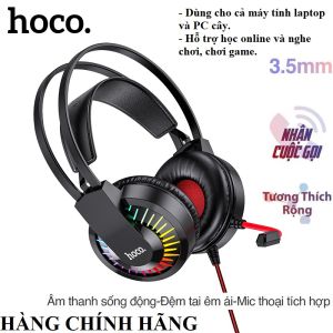 Tai nghe chụp tai Hoco chính hãng chuyên dụng có míc dành cho điện thoại và máy tính 1 cổng 3.5 có mic thoại âm thanh cực hay (SIÊU BỀN )