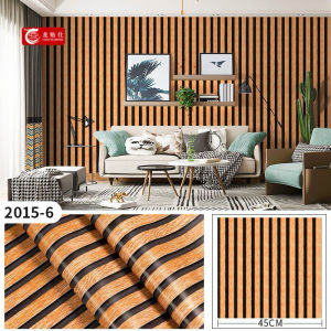 Wallpaper Sticker Dinding Motif Kayu Salur Panel Elegan Kuning Hitam Panjang 8 Meter x Lebar 45cm