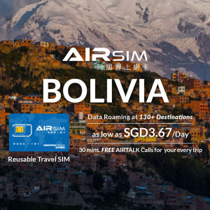 AIRSIM Reusable Global Travel Prepaid SIM - Bolivia