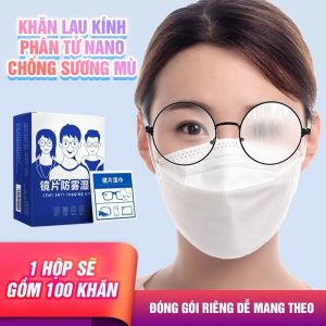 (HỎA TỐC) - Khăn Lau Kinh Nano Chống Bám Hơi Nước Lau Sạch Bụi Bẩn Khử Khuẩn Chống Nhờn Trên Mặt Kính - Hộp 100 Khăn.
