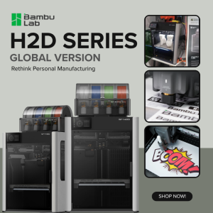 Bambu Lab H2D 3D Printer Dual-nozzle Multi-material 3D Printing Closed-loop Servo Extruder Personal Manufacturing