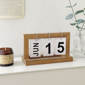 Modern Style Date Wooden Calendar Board Creative Desktop Chic Flip Calendar Home Office Decoration Display