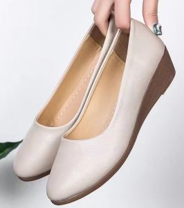 [JESSICASTORE ] New Korean round closed toe wedge leather shoes For Women #217