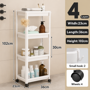 Nearra 15-23CM Bathroom Storage Shelf Kitchen Organizer Rack Moving Rack With Wheels