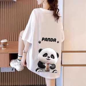 T SHIRT BIG PANDA KAOS OVERSIZE ATASAN WANITA COTTON COMBAD 100%