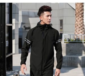 「FICOOL」Sauna Suit Sweat Weight Loss Exercise Gym Fitness Workout Jogger Cycling Reflective Strip