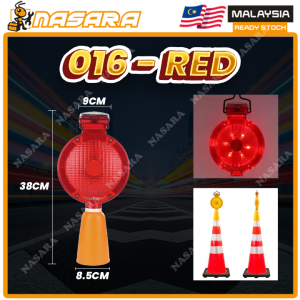 Nasara Solar Warning Blinker Traffic Cone Warning Light Safety Road Hazard LED Flashing Light Lampu Amaran