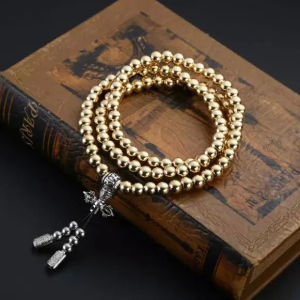 Tactical 10MM Steel Chain Buddha Beads Hand Bracelet Necklace EDC Outdoor Tools Self Protection Survival
