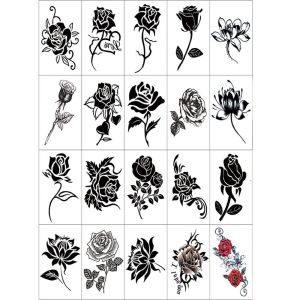QVPYP 10/20/30/50Pcs/Set Big Size Disposable 3D Butterfly Girls Tatouage Temporaire Kids Waterproof Men Fake Tattoo Women Tattoo Decals Body Art Stickers Flowers Temporary Tattoo