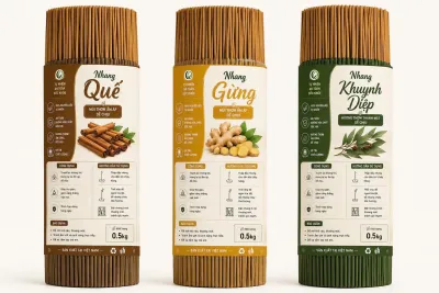 0.5KG - Nhang gừng thảo mộc tự nhiên không hoá chất an toán sức khoẻ(quế khuynh diệp) loại 3 tấc
