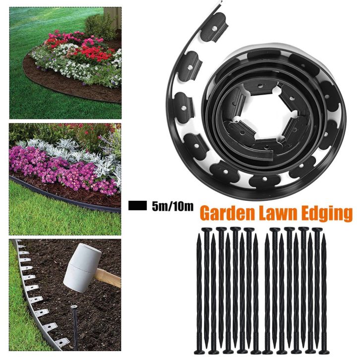 ที่กั้นดินพลาสติก PE โค้งงอได้ พร้อมหมุดตอก