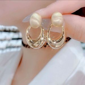 JJT Thanh Lịch Hình Học Khuyên tai tròn Ngọc Trai Cho Phụ Nữ Cổ Điển Chic Thời Trang tuyên bố trang sức