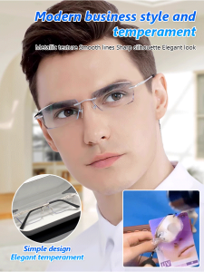 Blue Light Blocking Anti-fatigue Reading Glasses/Metal Rim Reading Glasses/High Definition Vision Reading Glasses for Comfort/Frameless Reading Glasses