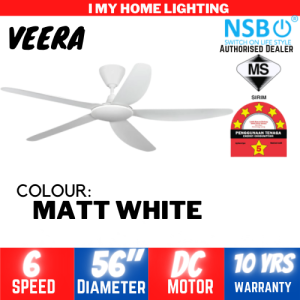 NSB Veera Ceiling Fan 56”/42" 5 Blade dc motor with remote designer fan kipas murah siling syiling fan 家用风扇 black white