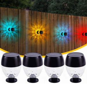 CHUAN 4Pcs Dễ thương Đèn Led gắn tường năng lượng  trời Tiết kiệm năng lượng Không thấm nước Đèn hàng rào ngoài trời năng lượng  trời Đèn lồng năng lượng  trời ngoài trời Ánh sáng ấm áp Đèn vỉa hè ngoài trời Hộ gia đình