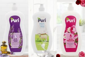 Sữa tắm Puri dưỡng ẩm sáng da sữa dê ngọc trai/ lavender 1kg trắng mịn da cấp ẩm