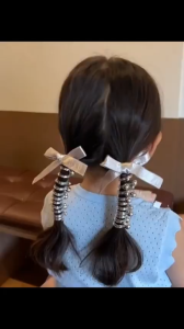 Tali Rambut Kanak Kanak Ikatan Ekor Kuda Riben Perak Getah Lingkaran Aksesori Rambut Budak Alat Gaya Girls Ponytail Hair Tie Silver Bow Elastic Coil Braided Hair Accessory Kids Styling Tool 女童扎马尾扭扭发圈银色蝴蝶结头绳儿童电线圈发绳ins风编发神器 H141