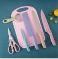 Philippines Top1 6pcs Kitchen Knife Set Corrugated Colorful Stainless Steel Chef Knife Bread Knife Cleaver Scissors Kitchen Bar. 
