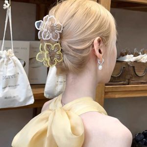 HOUMENG พลอยเทียมเทียม กิ๊บติดผมรูปดอกไม้ SAKURA SAKURA ดอกเชอร์รี่บาน คลิปผมโปร่งใส สร้างสรรค์และสร้างสรรค์ สไตล์เกาหลีแบบ กรดอะซิติกดอกไม้ฉลามคลิป สาวๆ