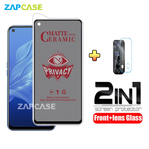 PAKET 2in1 Anti Gores Layar Privacy Realme 7 Free Tempered Glass Camera Lens
