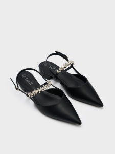 Giày bệt thiết kế quai mảnh đính đá thanh lịch nhẹ nhàng chất liệu da thương hiệu LaCamie GC5B0090