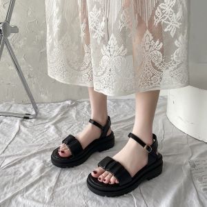 Sandal Wedges Wanita Korea Import Bertali Mincya Platform MNSO1 Free Box Bisa COD Gratis Ongkir