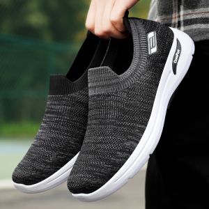 Casual Slip on Sneakers For Men Mesh Running Sports Shoes Men Rubber Black Soft Shoes For Men Lightweight