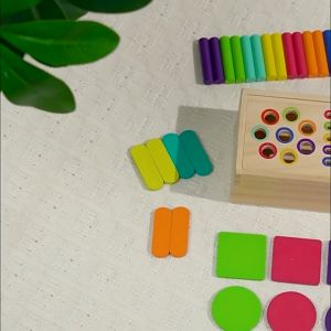 Quivlox Wooden Color Matching Toys Color Sorting Bucket Shape Montessori Wooden Toys for 0-3 Years Old