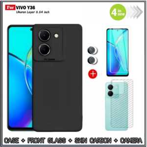 Paket 3IN 1 Case Vivo Y36 V21 4G V21e Y73 Casing SoftCase Free Tempered Glass Layar + Camera