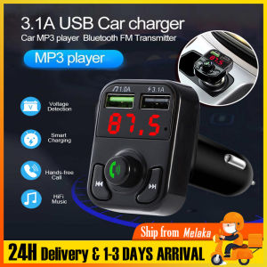 3.1A Fast Charging Car Charger Bluetooth 5.0 FM Transmitter Car Mp3 Player Modulator Adapter Car Kit TF Card Handsfree Calling Dual USB Charger Pemain Mp3 Kereta