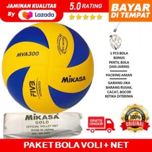 PAKET BOLA VOLI MIKASA MVA 300 PLUS NET VOLI MIKASA GOLD - bola volly asli - bola voli mikasa original asli - bola voli empuk - bola voli - bola volly - bola mikasa size 5 bola volley mikasa MV330
