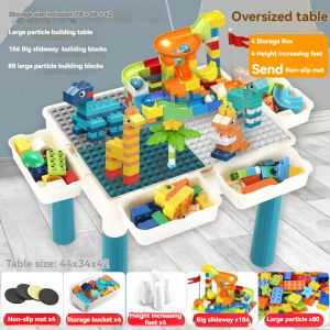 【SG Stock】Childrens early education large particle puzzle assembly toy multifunctional block table