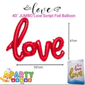 40  JUMBO Love Script Cursive Red Foil Balloon Valentines sold by Partybuddyph