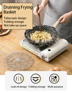 Folding 304 Stainless Steel Deep Food Frying Cooking Basket Food Grade Stainless Steel Basket for Cook Boil Steam or Deep Fry Foods Kichen Basket 304 Stainless Steel Foldable Steam Rinse Strain Fry Basket Strain Kichen Cooking Tools Accessories