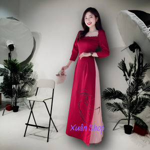 Áo dài truyền thống cách tân cổ lưới tay phồng