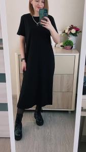 Plus Size Cotton Dress Women Summer Fashion Loose Low Split Casual T-Shirt Dresses Female Solid O-Neck T-Shirt Dress Streetwear