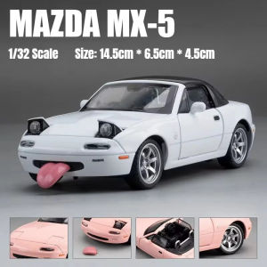 1/32 Mazda MX-5 ature Diecast Miata RoadSter Toy Car Model Sound & Light Doors Openable Collection Gift for Children Boy Kid