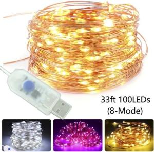 【lightingeverthing】10M 100 LED USB Operated Mini Colorful  Fairy Lights Waterproof Christmas Decoration Color Copper Wire String Yellow/White