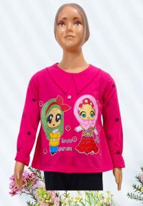 KAOS ATASAN LENGANGAN PANJANG ANAK PEREMPUAN KEKINIAN / MOTIP HIJABB /MODEL VARIASI KERUTAN
