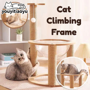 YOUYITIAOYU Cat Climbing Frame Nest Cat Tree Integrated Spacecraft Household Small Wall Mounted Solid Wood Toy