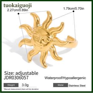 tuokaiguoji แหวนชุบทอง สีมินิมอลเปิดแหวนออกแบบให้เป็นของขวัญเครื่องประดับสเตนเลสกันน้ำ