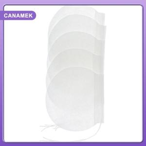 【CANAMEK】 100 túi trà tròn màu trắng túi lọc giấy rỗng có dây dùng để pha trà thảo mộc