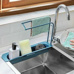 Kệ Để Đồ Rửa Chén Giá Để Đồ Rửa Bát Đa Năng Có Móc Treo Khăn Tiện Dụng