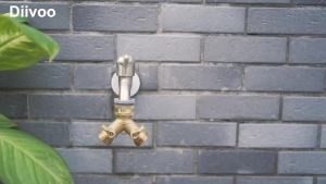 Hose Splitter 2 Way Diivoo Heavy Duty Brass Hose Y Connector High Flow Spigot Splitter Easy Grip Faucet Splitter Solid Hose Bib Splitter for Outdoor Gardening Hoses 3/4" Standard